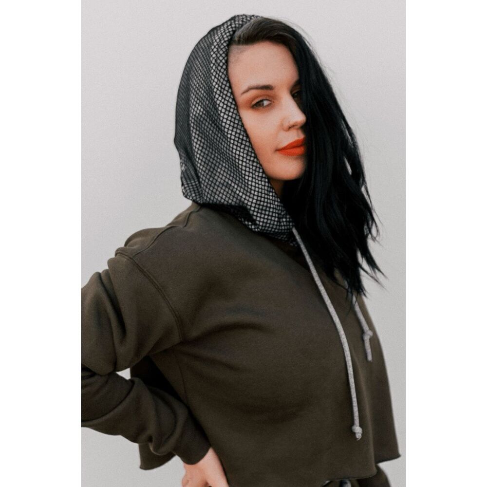 Celestial Bodiez NWOT Good Vibe Hoodie in Olive Juice Green/Smoke Gray Medium